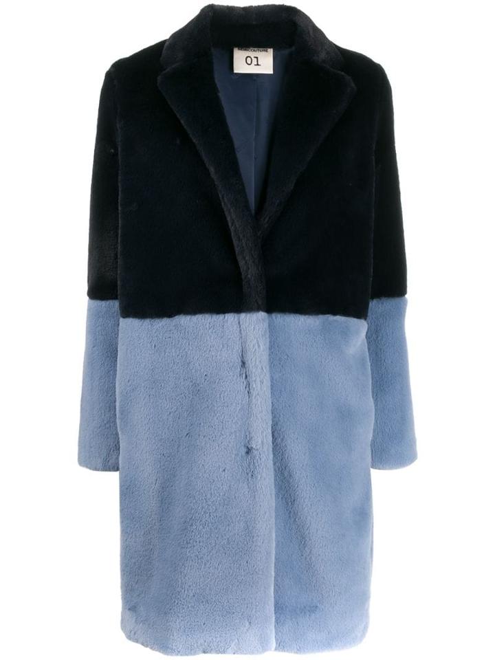 Semicouture Faux Fur Coat - Blue