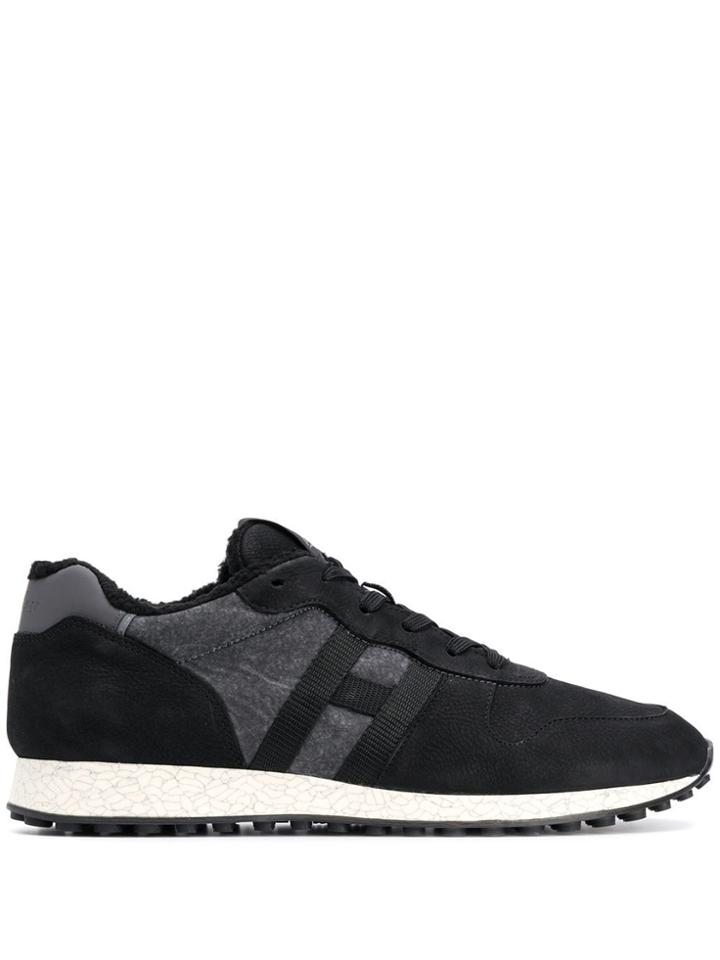 Hogan Lined Colour Block Sneakers - Black