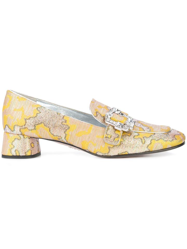 Prada Crystal Lurex Loafers - Yellow & Orange