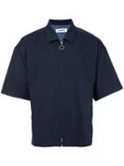 Monkey Time - Zip Front Half Sleeve Shirt - Men - Polyester - L, Blue, Polyester