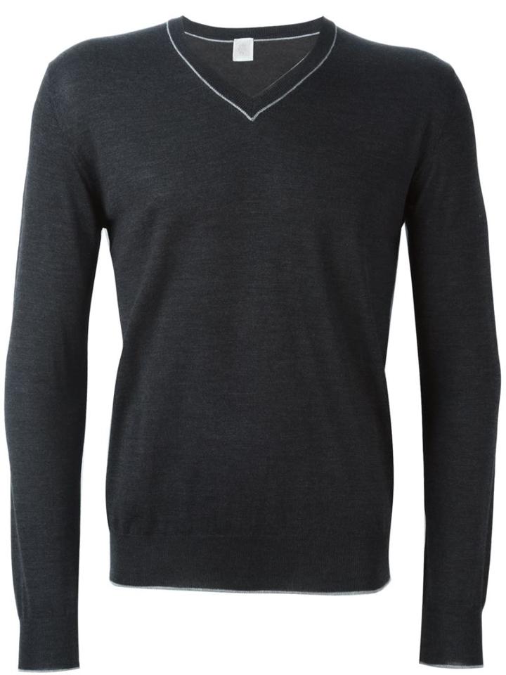 Eleventy V-neck Jumper, Men's, Size: Xl, Grey, Silk/merino