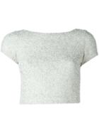 Alice+olivia Cropped T-shirt, Women's, Size: 6, Grey, Nylon/polyester/spandex/elastane