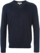 Canali V-neck Sweater, Men's, Size: 48, Blue, Cashmere