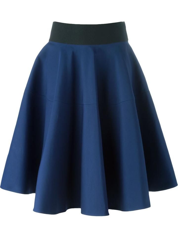 Marni Godet Hem Skirt, Women's, Size: 38, Blue, Cotton/polyester/spandex/elastane
