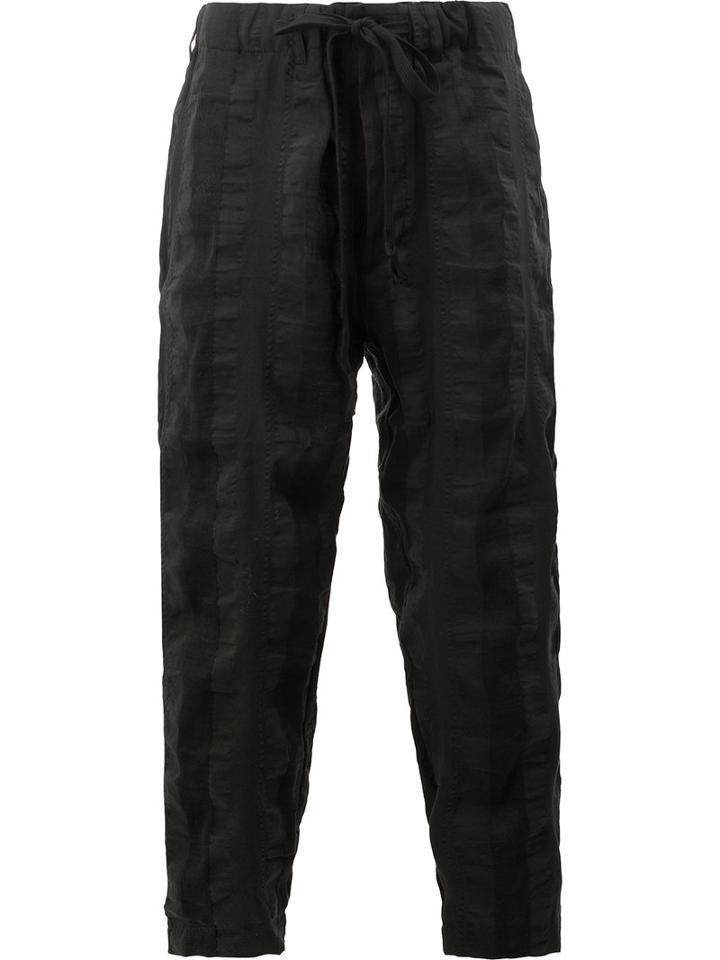 Uma Wang Striped Tie-waist Joggers, Men's, Size: Medium, Black, Cotton/linen/flax/polyester