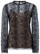 Alexander Wang Perforated Lace Top, Women's, Size: 4, Black, Cotton/nylon/rayon