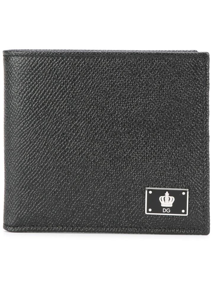 Dolce & Gabbana Crown Logo Plaque Billfold Wallet - Black