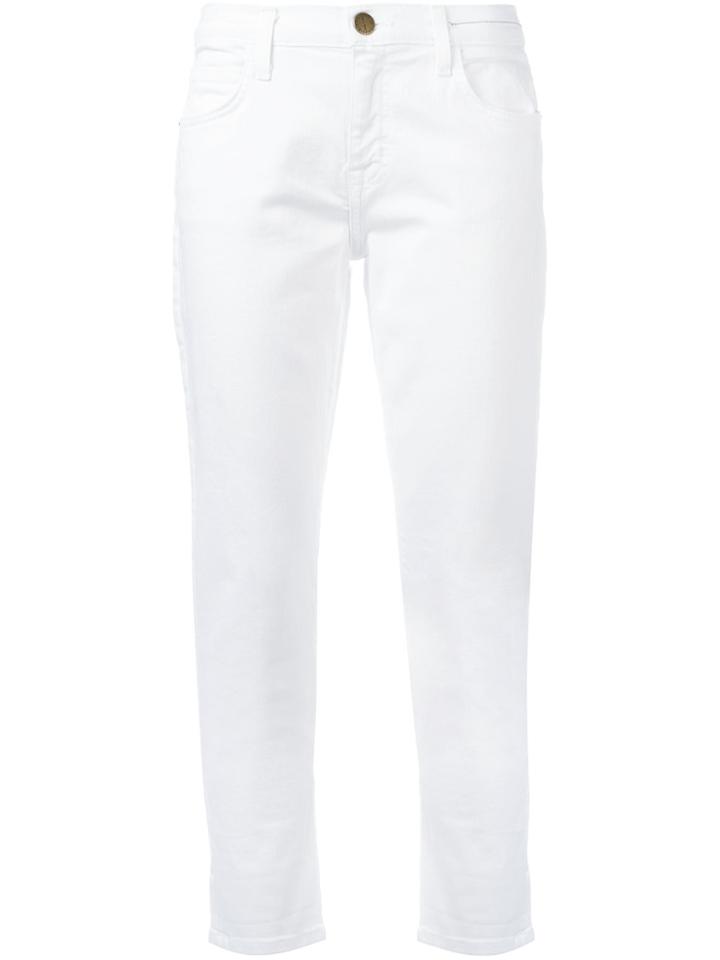 Current/elliott Folded Hem Cropped Jeans - White
