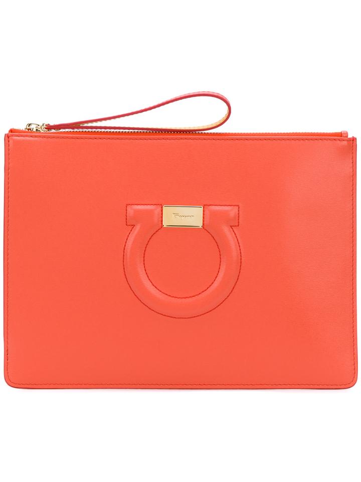 Salvatore Ferragamo Gancio Textured Clutch - Pink & Purple