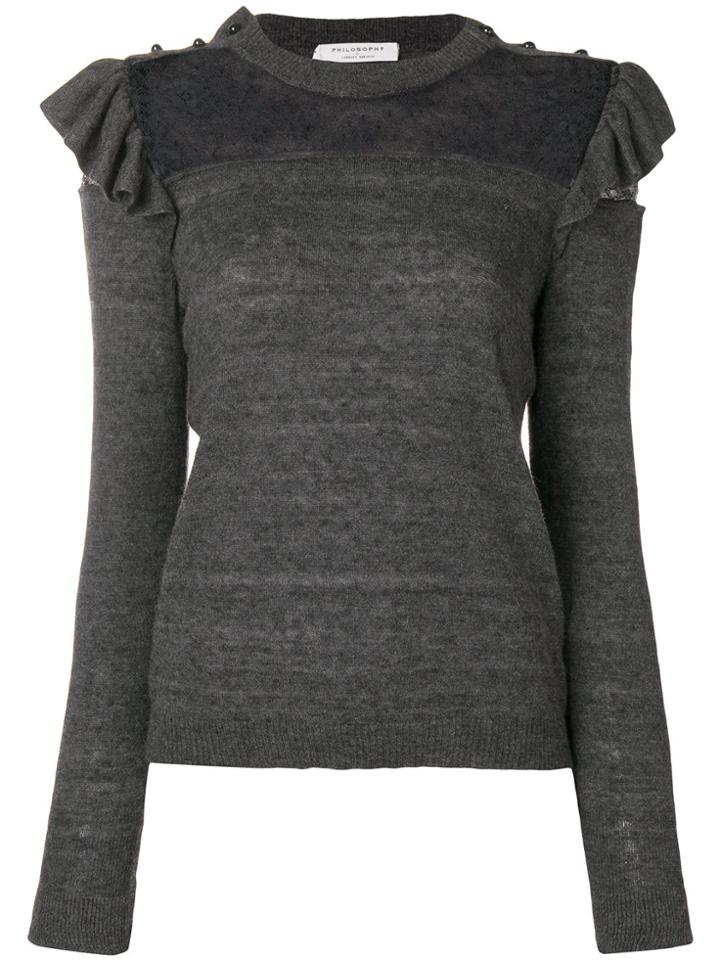 Philosophy Di Lorenzo Serafini Lace Pattern Sweater - Grey