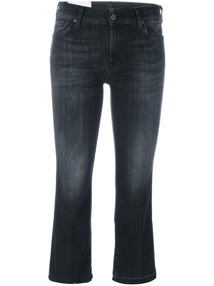 7 For All Mankind - Stonewashed Cropped Jeans - Women - Cotton/polyester/spandex/elastane - 24, Black, Cotton/polyester/spandex/elastane
