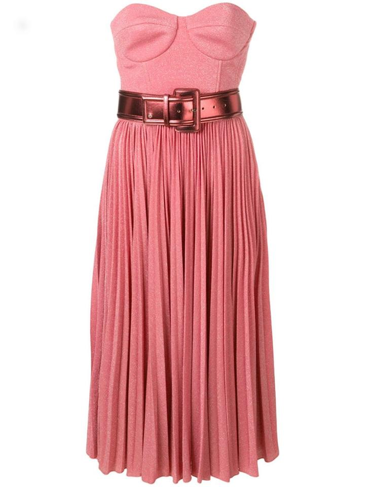 Elisabetta Franchi Strapless Flared Midi Dress - Pink