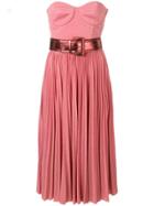 Elisabetta Franchi Strapless Flared Midi Dress - Pink