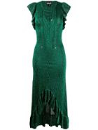Just Cavalli Metallic Ribbed-knit Dress - Green
