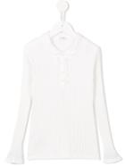Il Gufo Ruffled Button Placket Top, Girl's, Size: 12 Yrs, White