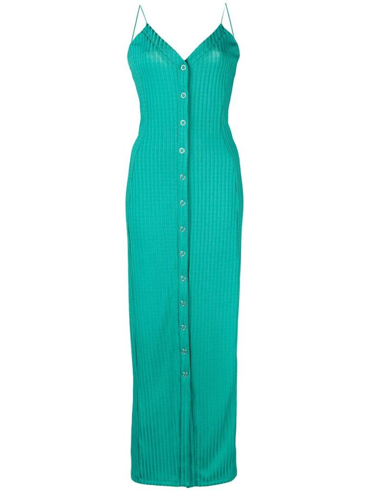 Fleur Du Mal Ribbed Snap Dress - Green