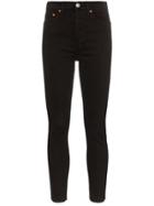 Re/done Cropped High-rise Skinny Jeans - Black