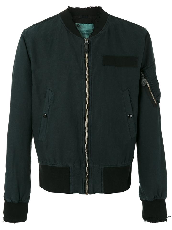 R13 Frayed Cuffs Bomber Jacket - Black