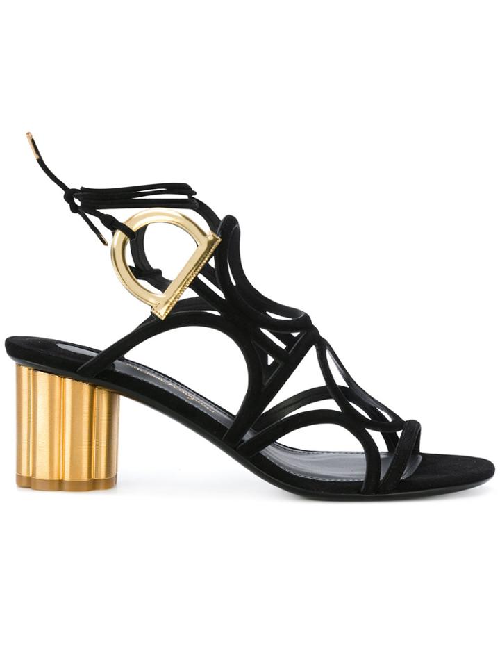 Salvatore Ferragamo Gancio Strappy Sandals - Black