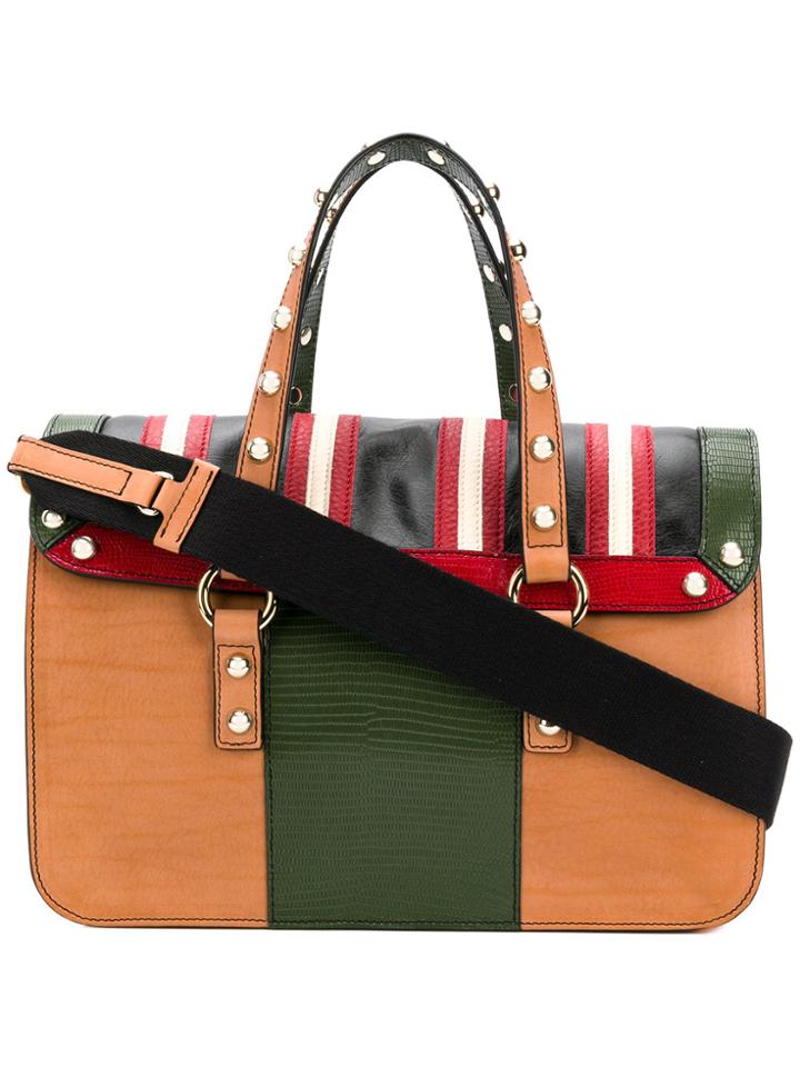 Red Valentino Colour-block Tote Bag - Brown