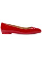 Salvatore Ferragamo Embossed Gancio Ballerina Shoes - Red