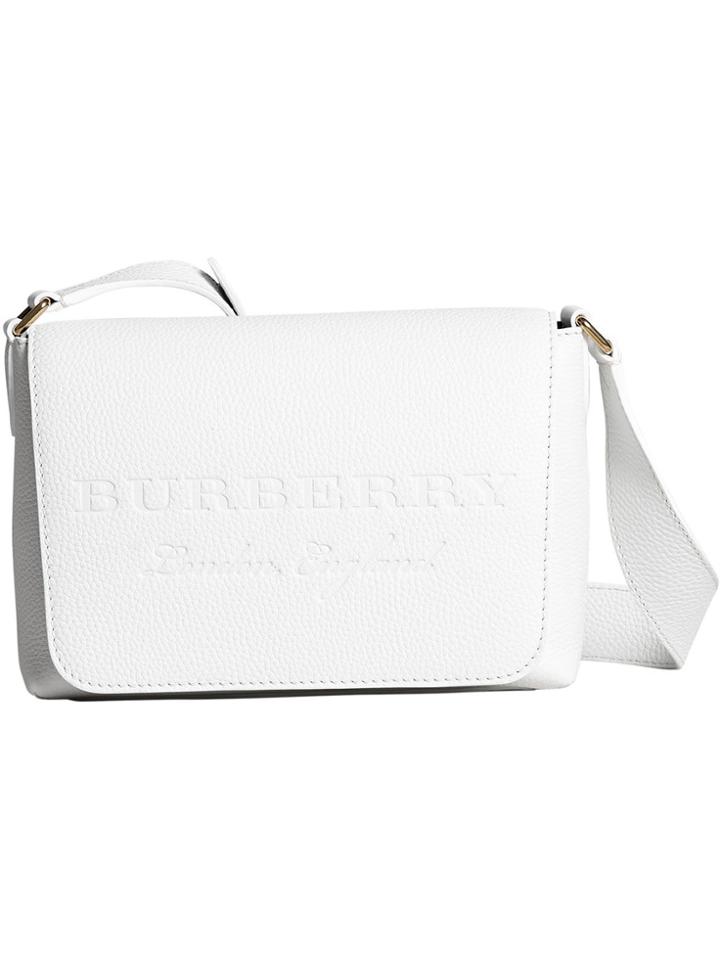 Burberry Small Logo Embossed Messenger Bag - White