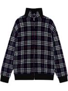 Burberry Check Velvet Bomber Jacket - Blue