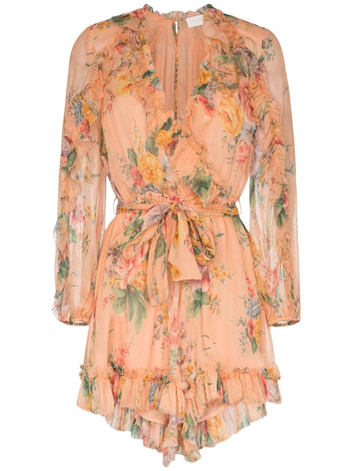 Zimmermann Floral Print Playsuit - Pink