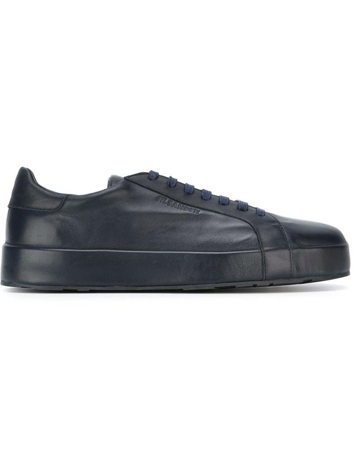 Jil Sander Classic Low-top Sneakers, Women's, Size: 39, Blue, Calf Leather/rubber