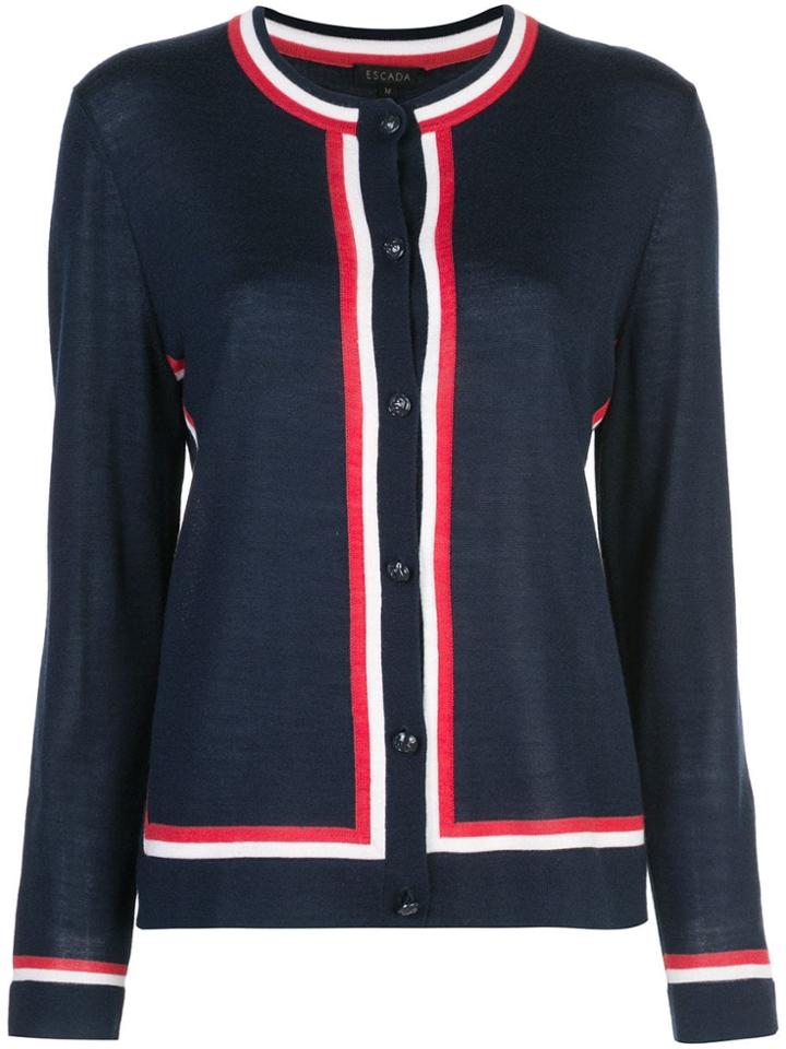 Escada Striped Trim Cardigan - Blue