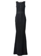 Marchesa Notte Appliqué Detail Gown, Women's, Size: 8, Black, Polyester