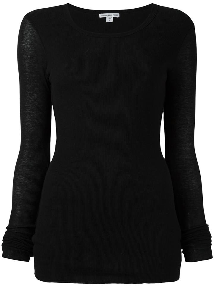 James Perse Round Neck Jumper, Women's, Size: 3, Black, Cotton/wool