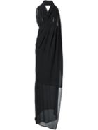 Isabel Benenato One-shoulder Column Sheer Dress, Women's, Size: 42, Black, Silk