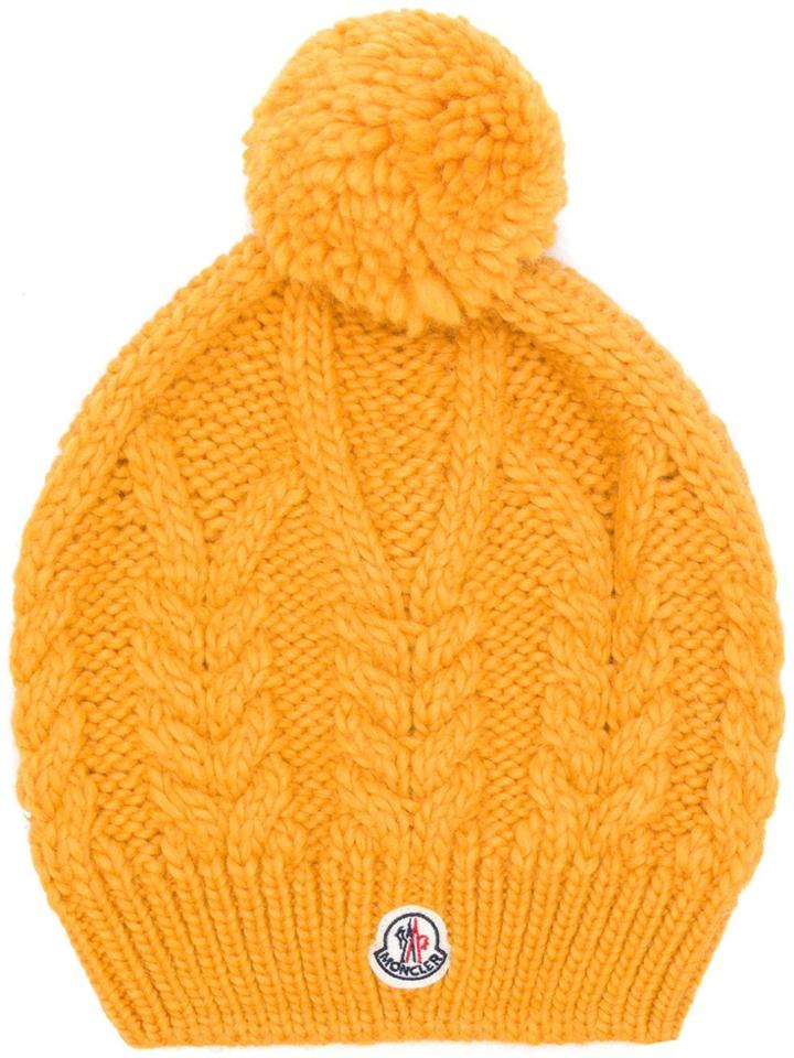 Moncler Pom Pom Knitted Hat - Yellow & Orange