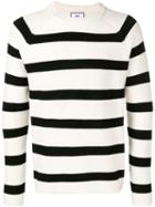 Ami Paris Striped Crewneck Sweater Raglan Sleeves - White