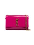 Saint Laurent Pink Patent Leather Kate Monogram Cross Body Bag