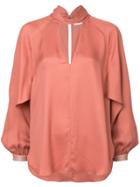 Ginger & Smart Tie Neck Blouse - Pink & Purple