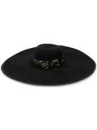 Borsalino Animal Print Wide Brimmed Hat - Black