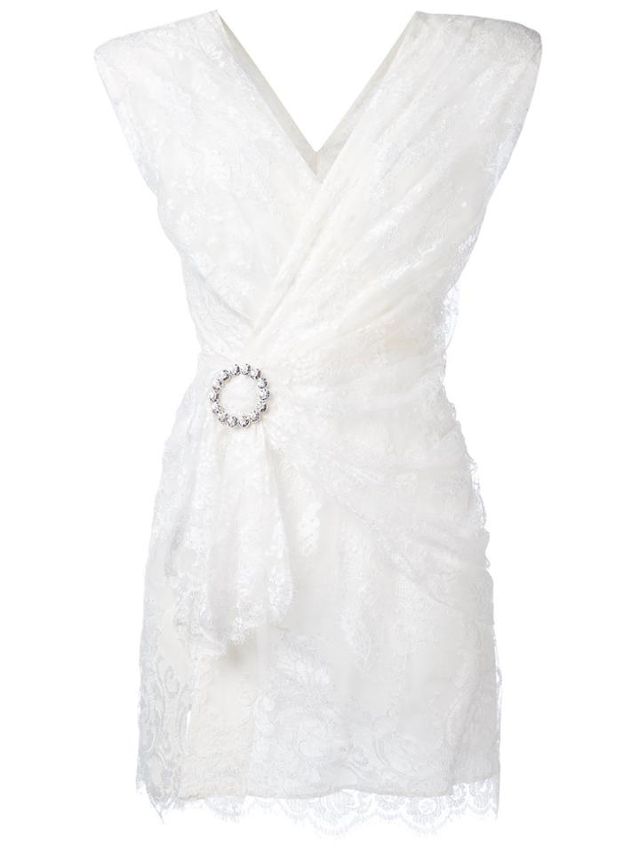 Alessandra Rich Lace Wrap Dress - White