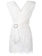 Alessandra Rich Lace Wrap Dress - White