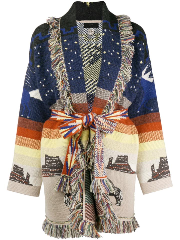 Alanui Embroidered Belted Cardi-coat - Blue