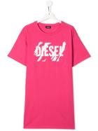Diesel Kids Pink Logo T-shirt