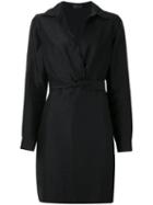 A.brand Vestido Chemisier No Frente Curto - Preto - Black