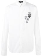 Versus Logo Patch Shirt, Men's, Size: 48, White, Cotton/spandex/elastane