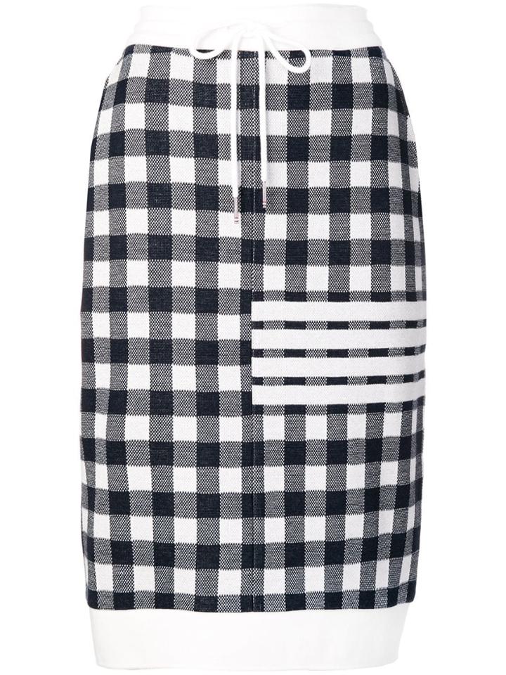 Thom Browne 4-bar Gingham Check Sack Skirt - Blue