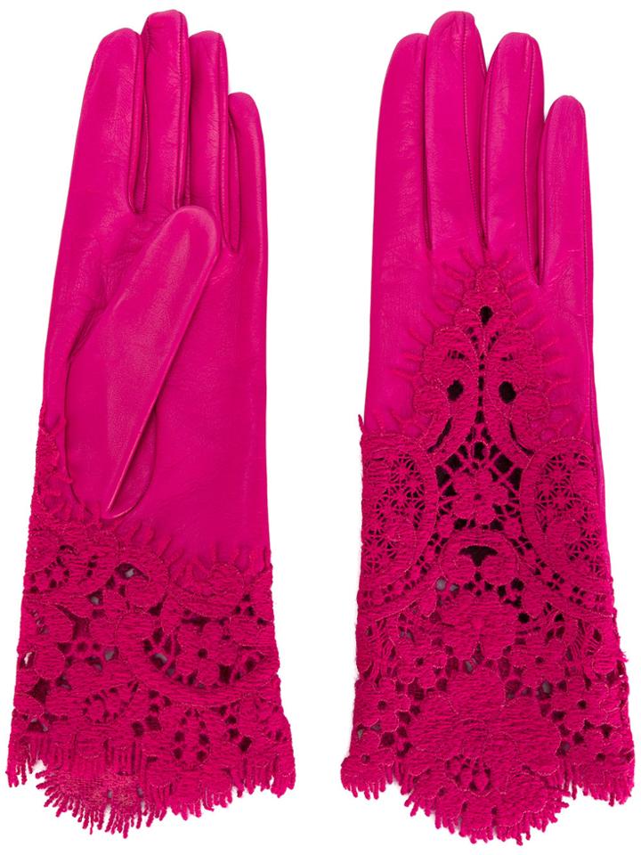 Ermanno Scervino Lace Detail Gloves - Pink & Purple
