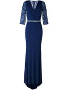 Blumarine Lace Sleeve Dress, Women's, Size: 46, Blue, Viscose/spandex/elastane/polyamide/glass