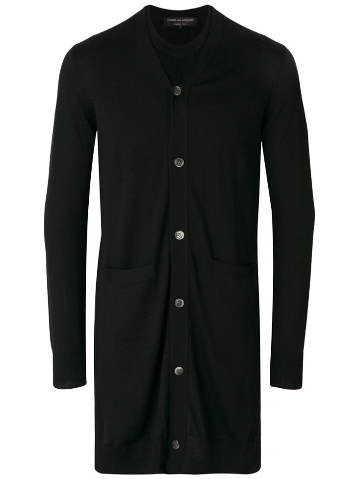 Comme Des Garçons Homme Plus Long Front Cardigan - Black