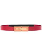 Marni Elasticated Belt, Women's, Size: 90, Red, Calf Leather/brass/metal/spandex/elastane