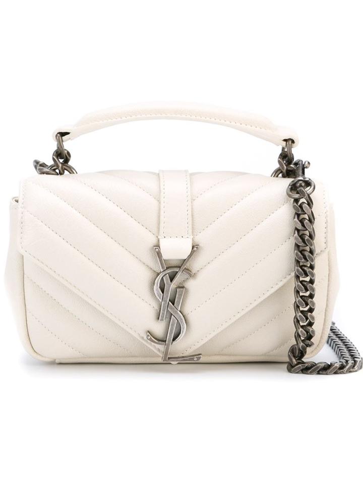 Saint Laurent Baby 'college Monogram' Satchel, Women's, White